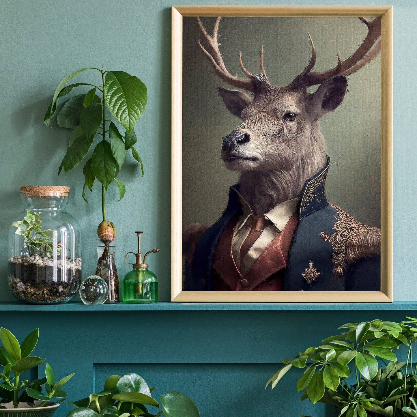 Ink & Drop - Stag Animal Head Print: 11 ¾ x 15 ¾ in | 30x40 cm / Matte
