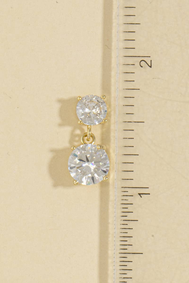 The Looks by Fame Accessories - Double Round Cz Drop Earrings: GD