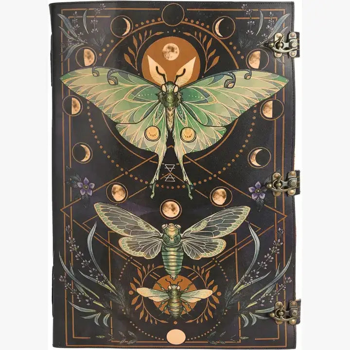 Tuzech Leather - Book of Spell LeatherBound Huge Journal Grimoire Print Diary: 22" Inch / Green Lady