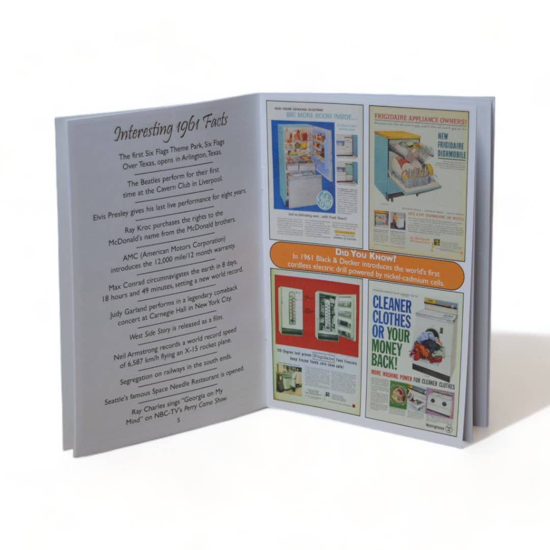 3 Oak Publishing / Back In The Day - 1961 Back In The Day Greeting Card / Booklet (envelope inclu