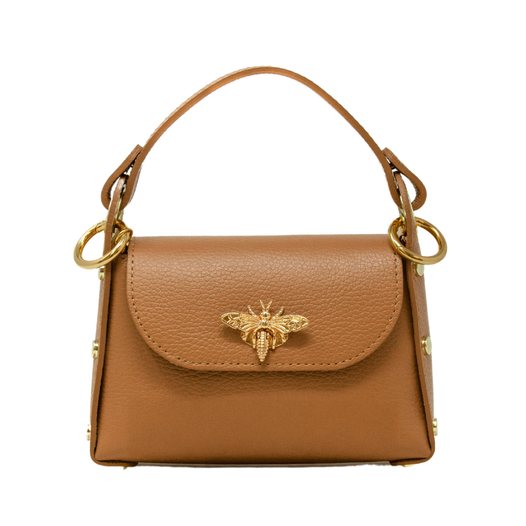 German Fuentes Handbags - GF1085 GENUINE ITALIAN LEATHER BUTTERFLY MINI BAG: CAMEL