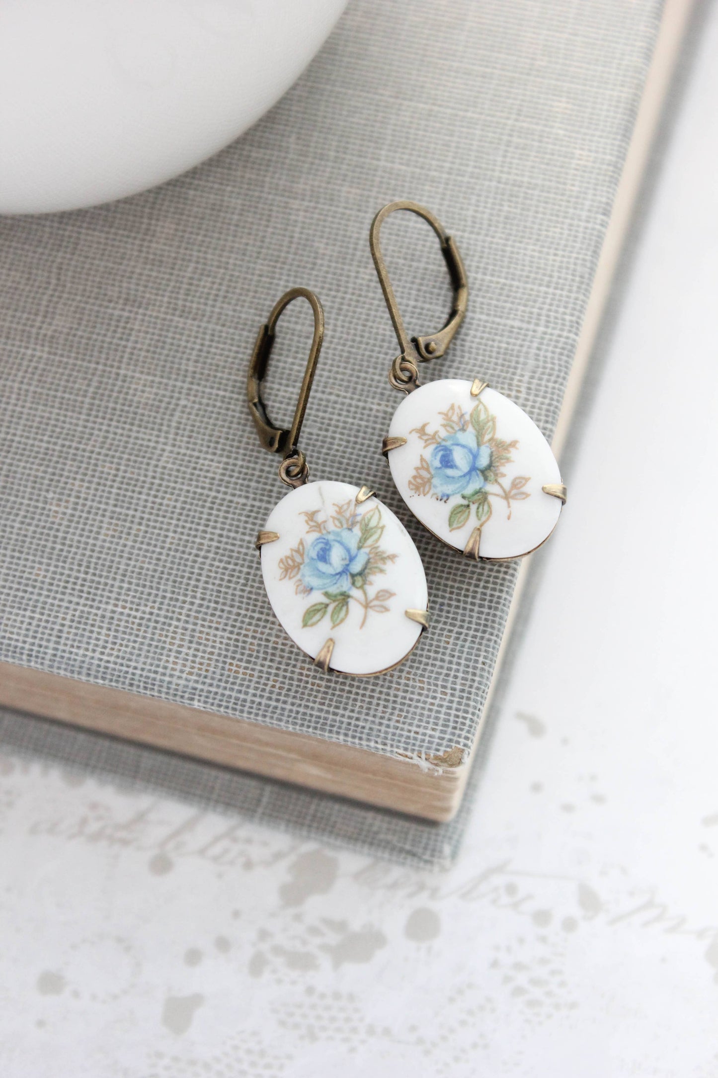 A Pocket of Posies - Blue Rose Cameo Earrings