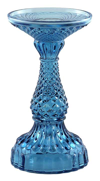 Twilight Collection - Bella Pillar Candle Holders – True Blue: Large - 4"Ø x 8"H