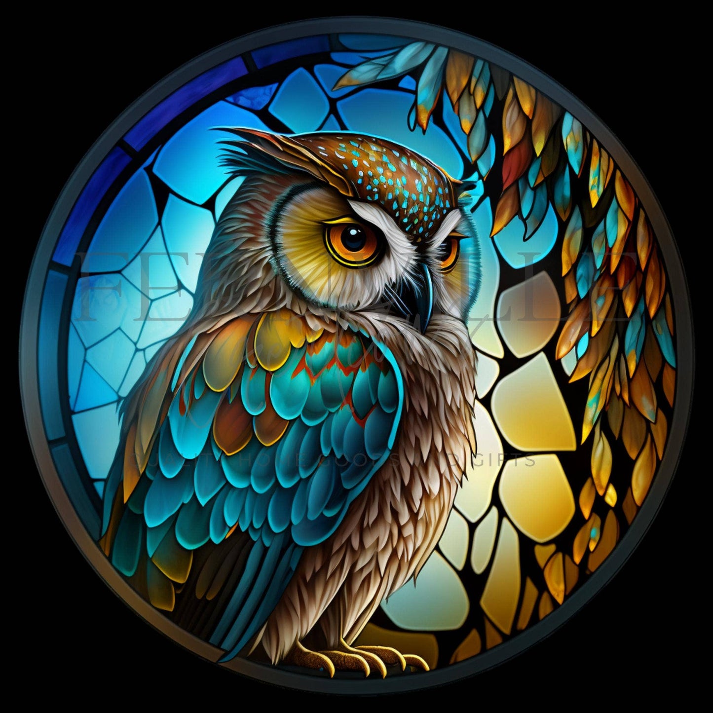 Fernville Creations - Owl Tempered Glass Cutting & Serving Board, Wedding Gift: 12 Inch