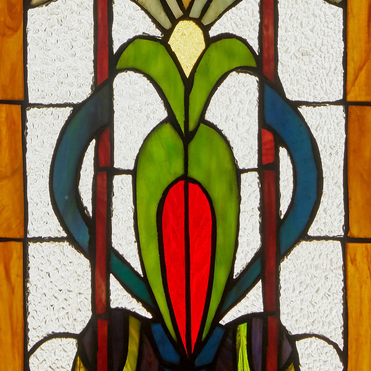 River of Goods - 24"H Fleur de Lis Pub Stained Glass Window Panel