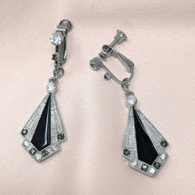 Load image into Gallery viewer, Lovett &amp; Co - Art Deco Enamel Clip-On Earrings Black