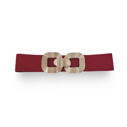 German Fuentes Handbags - CINT-20 METAL BUCKLE STRETCH BELT: RED