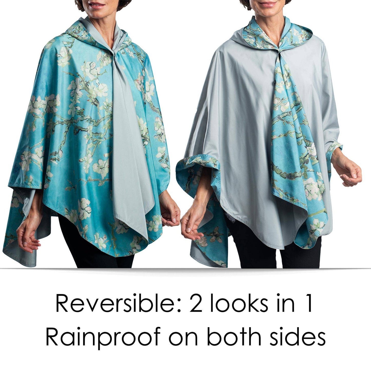 RainCaper - Van Gogh Almond Blossom Womens Rain Cape - Rainproof Breathable Rain Poncho