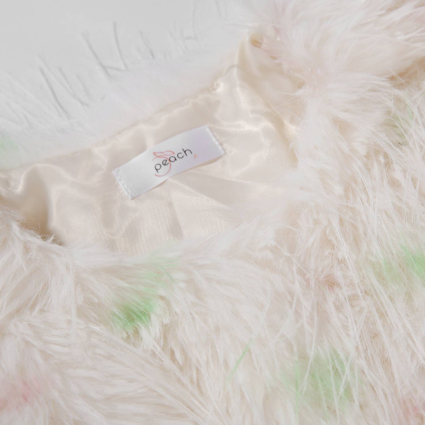 PEACH ACCESSORIES - Polka-Dot Shaggy Cape Coat CE102: Pink Mix