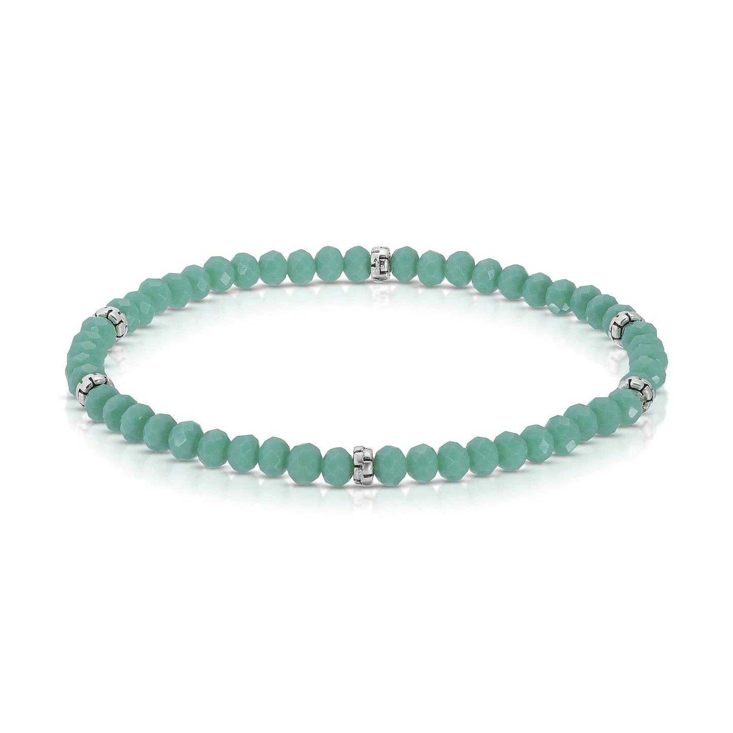 My Fun Colors - Mini Crystal Beaded Stretch Bracelet | So Many Great Colors!: Turquoise+Silver Accent (MC720S)