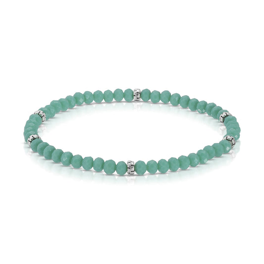 My Fun Colors - Mini Crystal Beaded Stretch Bracelet | So Many Great Colors!: Turquoise+Silver Accent (MC720S)