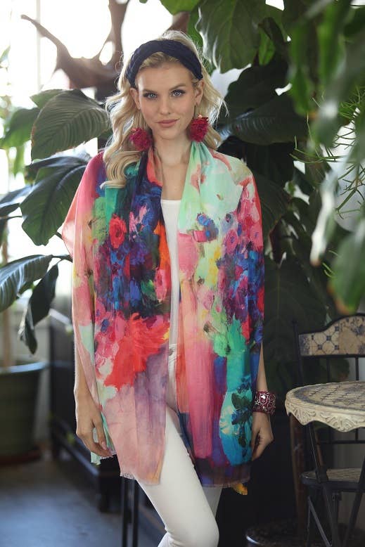 KikiSol - Flower Vase Cotton Modal Scarf