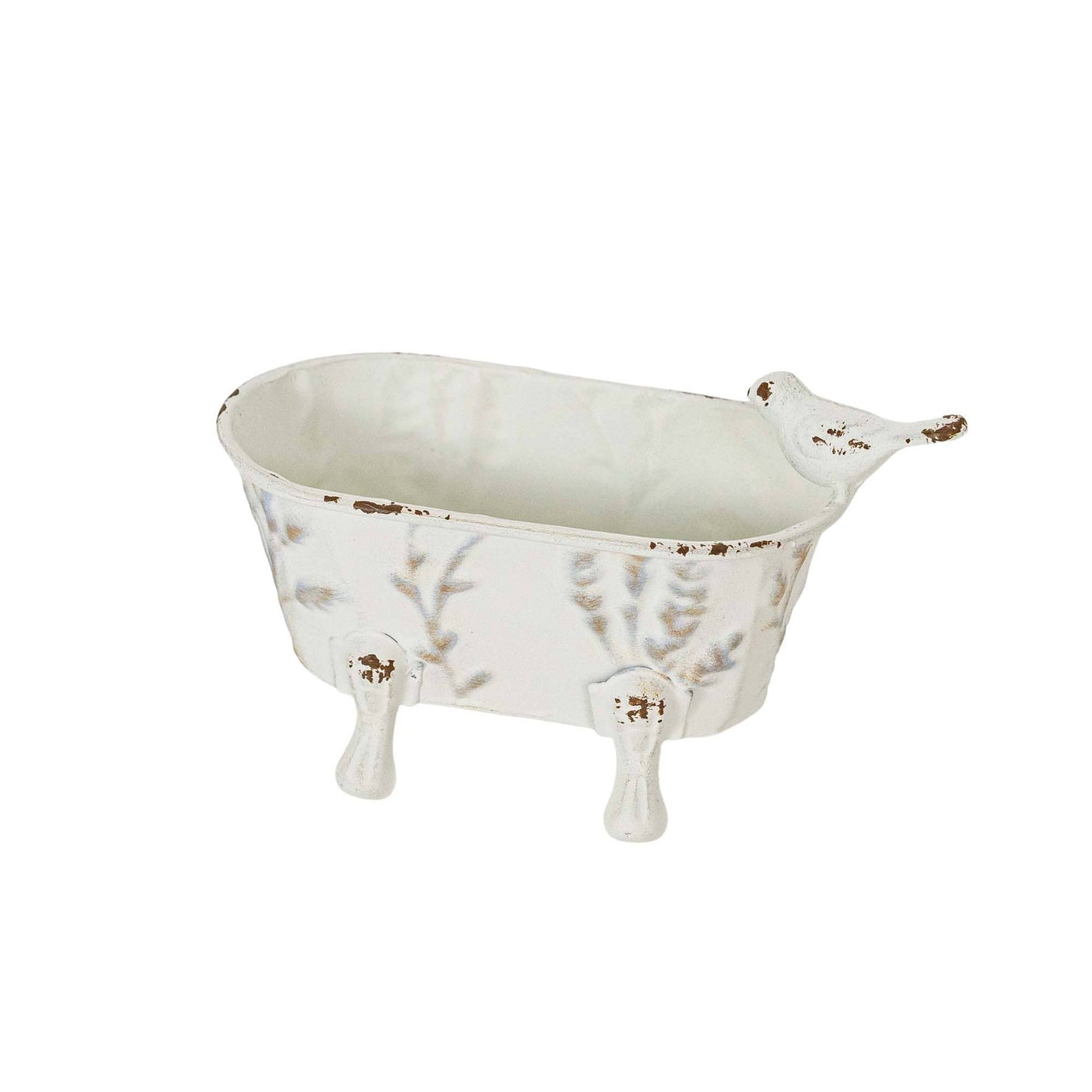 Foreside Home & Garden - Lyra Vintage Clawfoot Bathtub Mini Planter White Soap Dish