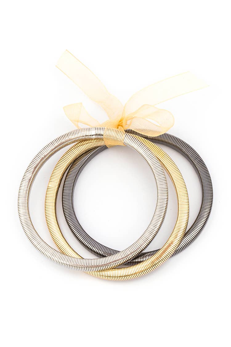 Artini Accessories - 3 In 1 Stretchy Bracelet Set: Silver