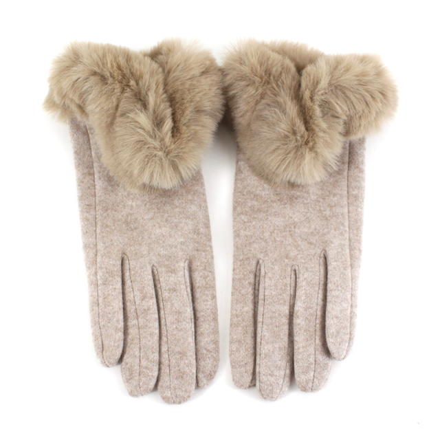 Pretty Persuasions - A24016 Faux Fur Trim Gloves: 03 Grey