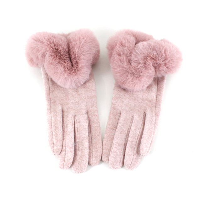 Pretty Persuasions - A24016 Faux Fur Trim Gloves: 05 Khaki