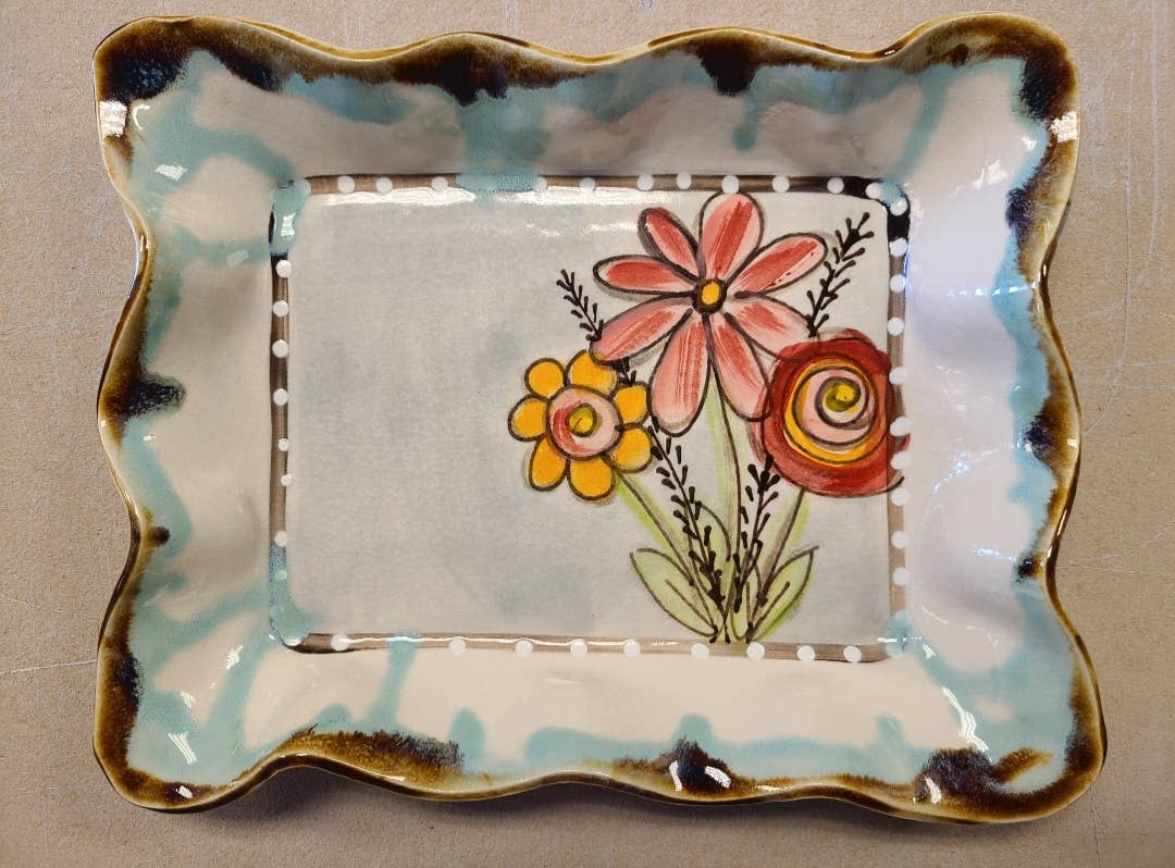 Heartfelt Traditions - Rectangle Tray (Drip Flowers)