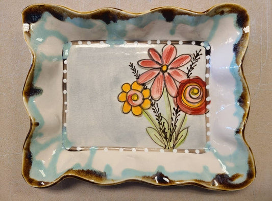 Heartfelt Traditions - Rectangle Tray (Drip Flowers)