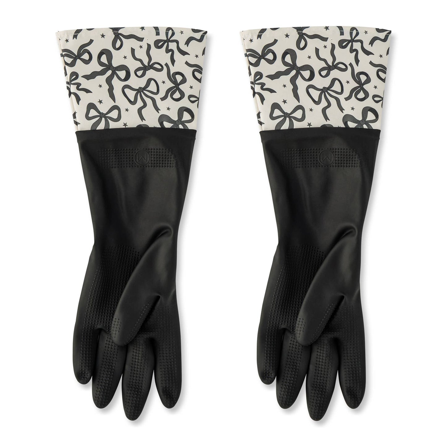 Core Home - 1 Pair Fashion Latex Dish Gloves - Black/Bows