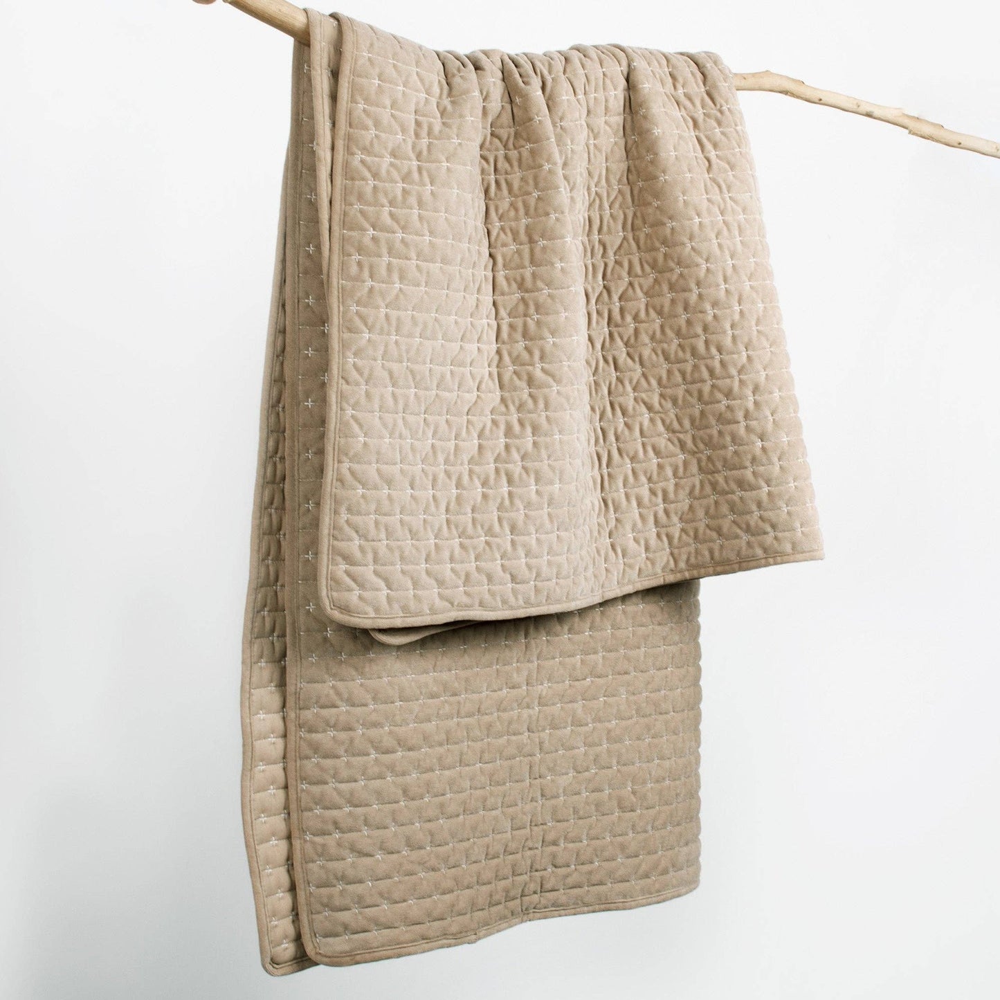 Levtex Home - Velvet Stitch Quilted Throw: Taupe