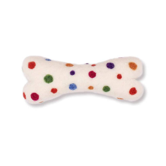 Ethical Global - Eco Wool Dog Bones/Toys: Polka Dot & Tie-Dyed (Fair Trade): Polka Dot / Small