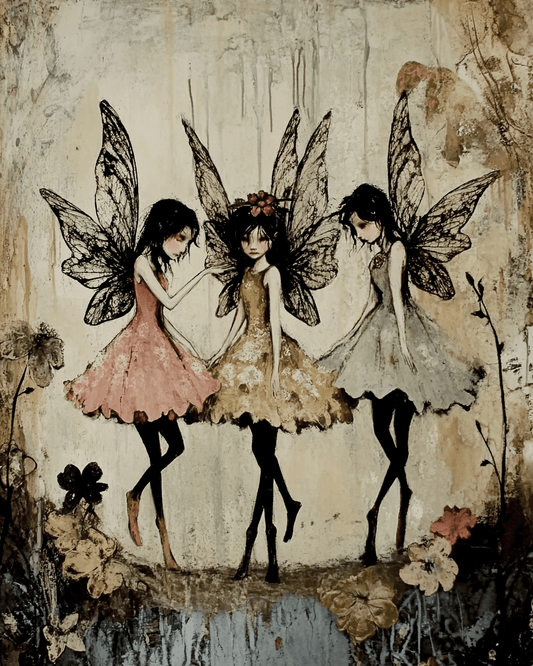 Mowbi - Fairy Gossip - Fairies Wall Art Prints – 8″x10″ Artwork for 11″x14″ Frame