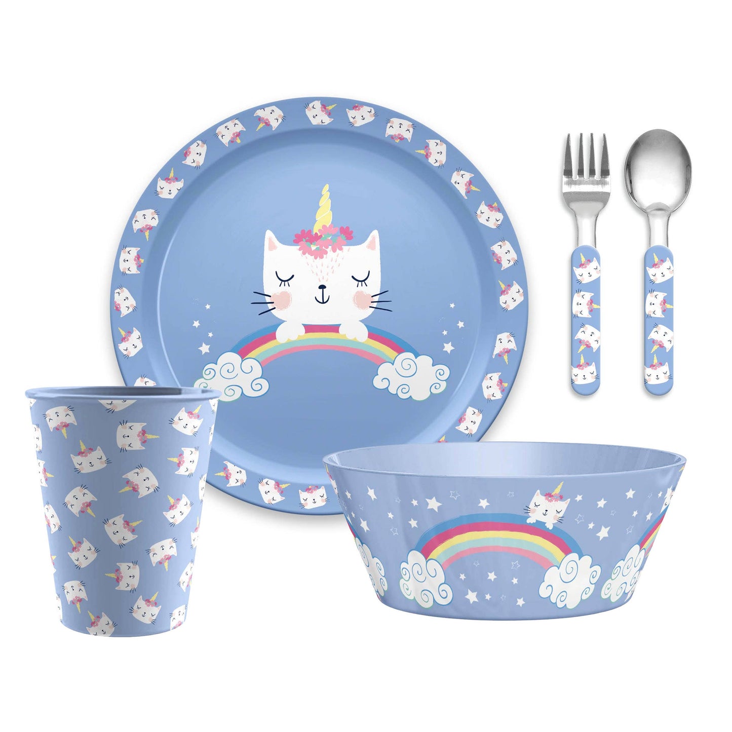TarHong - Unicat Polypropylene Dinnerware Set, 5 pc set: Melamine / Silver