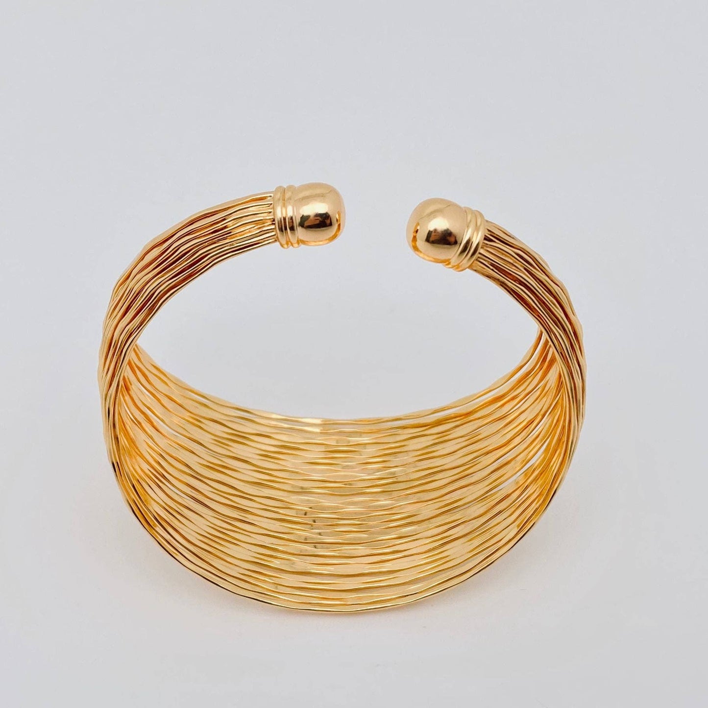 Mio Queena - Multi-layered Metal Coil Wide-sided Gold-plated Cuff Bangle