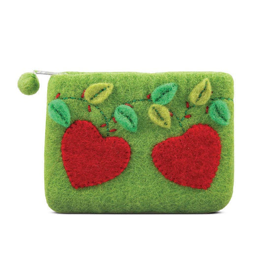 BNB Crafts Inc. - Double Heart With Leaves Design Coin purse: Green