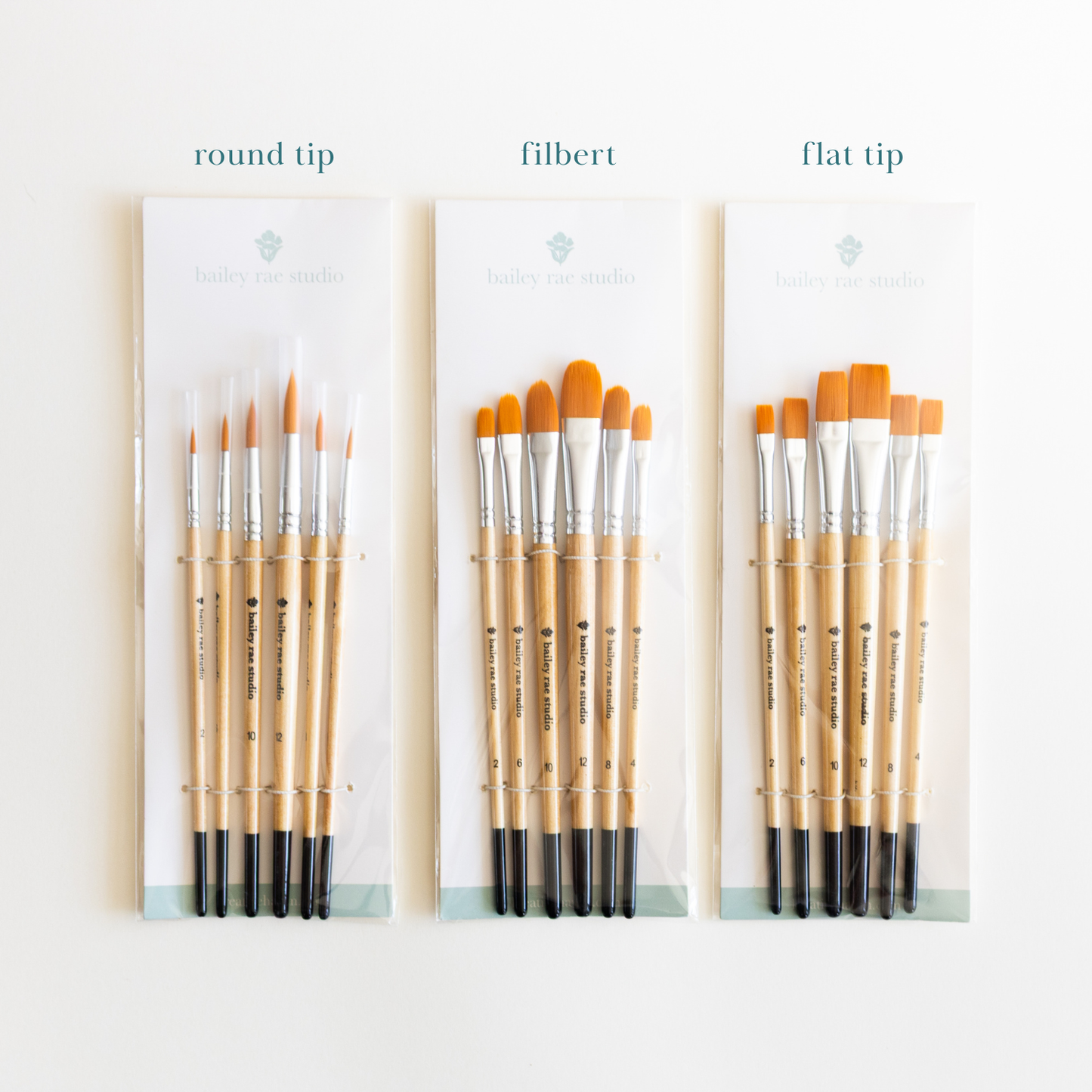 bailey rae studio - Round tip watercolor brush set -- 6 piece