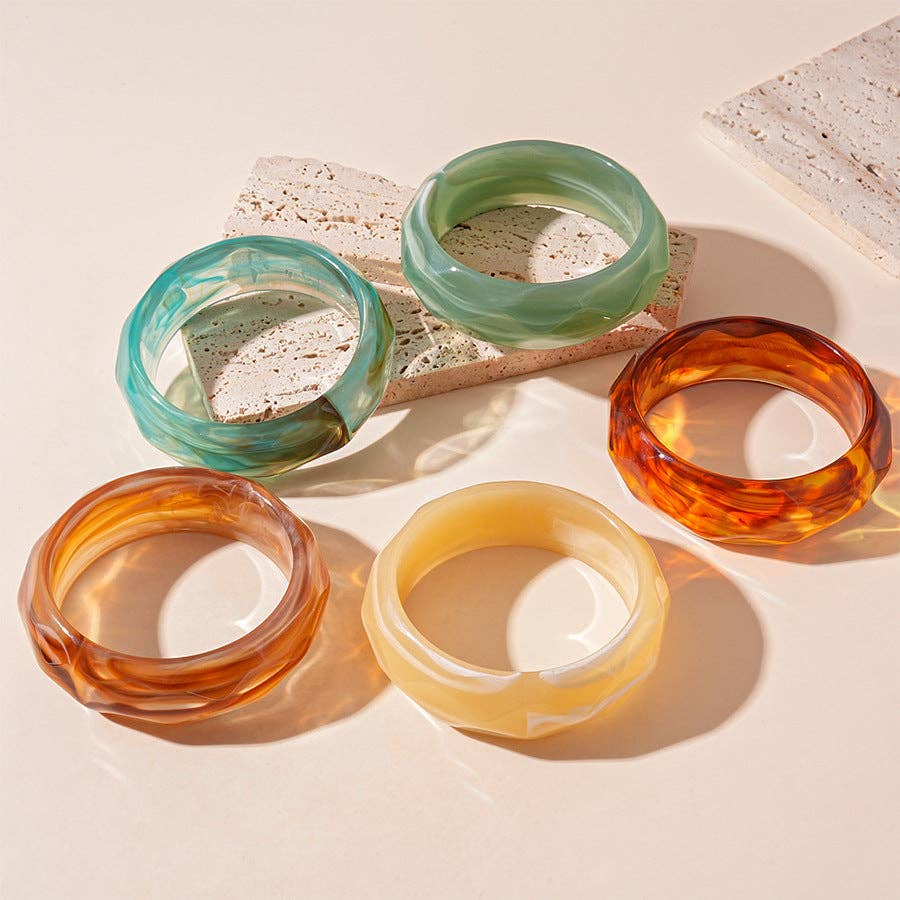 Dipped Shop - Vintage Striped Geometric Acrylic Bracelet DP25D619: Green