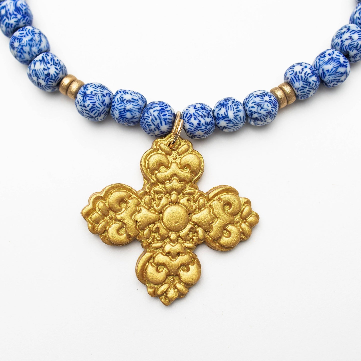 Hidden Truth Jewelry - Blue and White Glass with Andrea Cross