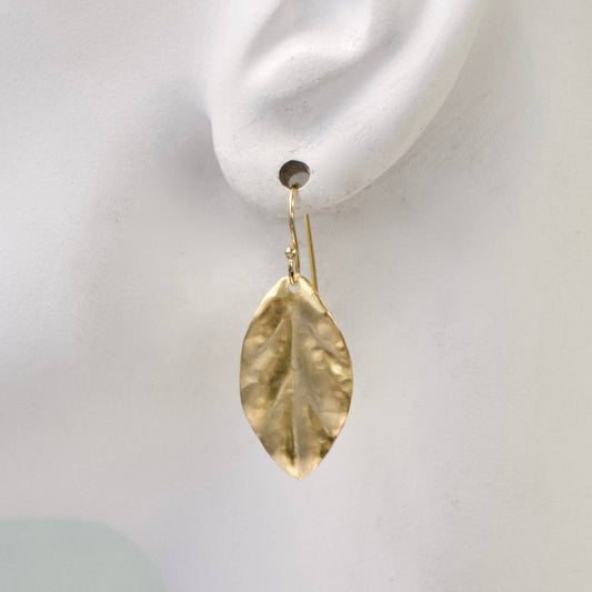a.v. max - Athena Leaf Earrings: Matte Gold