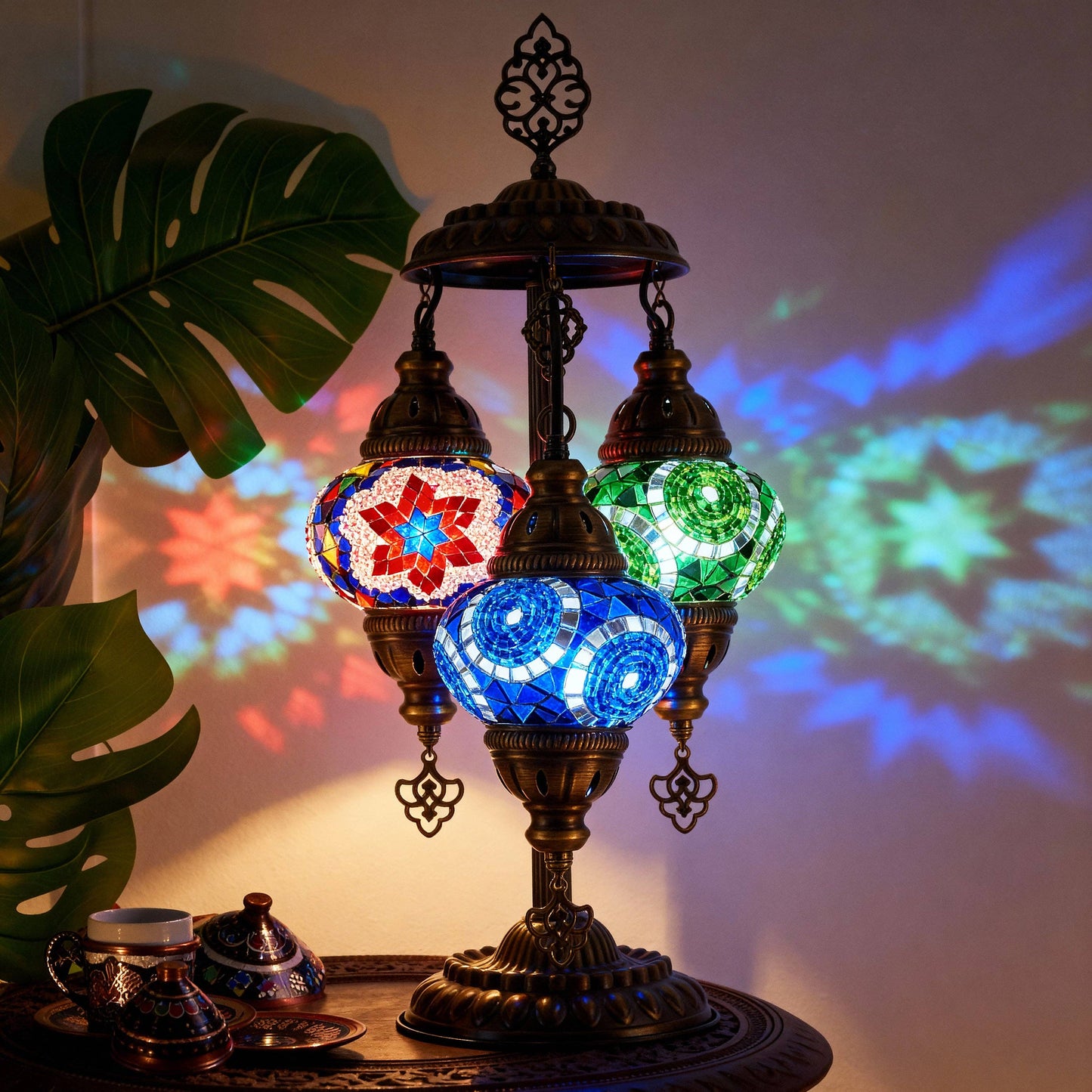Mozaist - 3-Globe Turkish Mosaic Table Lamp (Multicolor)
