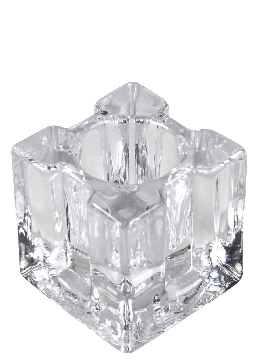 Twilight Collection - Geometric Glass Candle Holders | Clear: Large