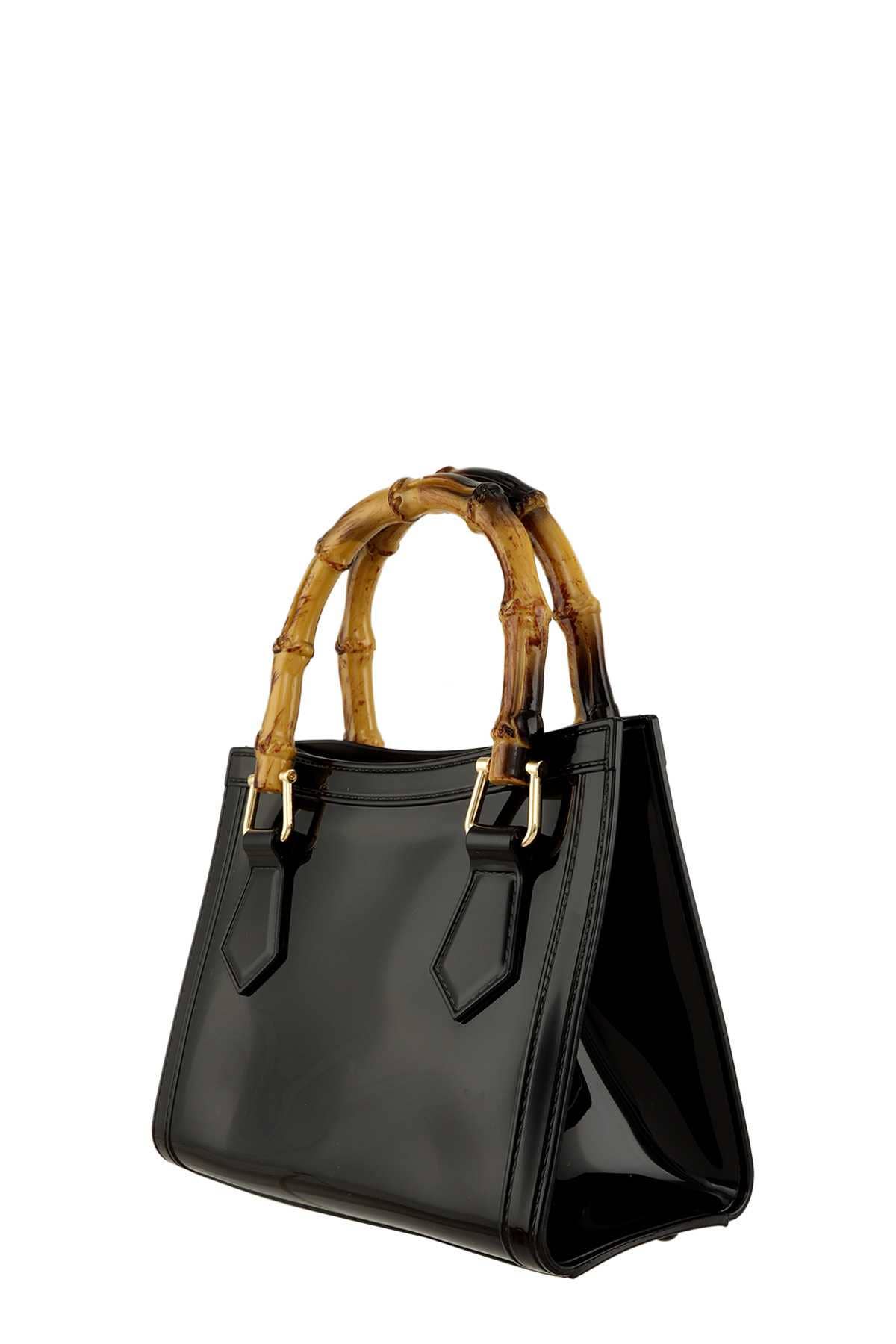 anbfashion - SQUARE SHAPE AND BAMBOO HANDLE JELLY BAG 2326: White