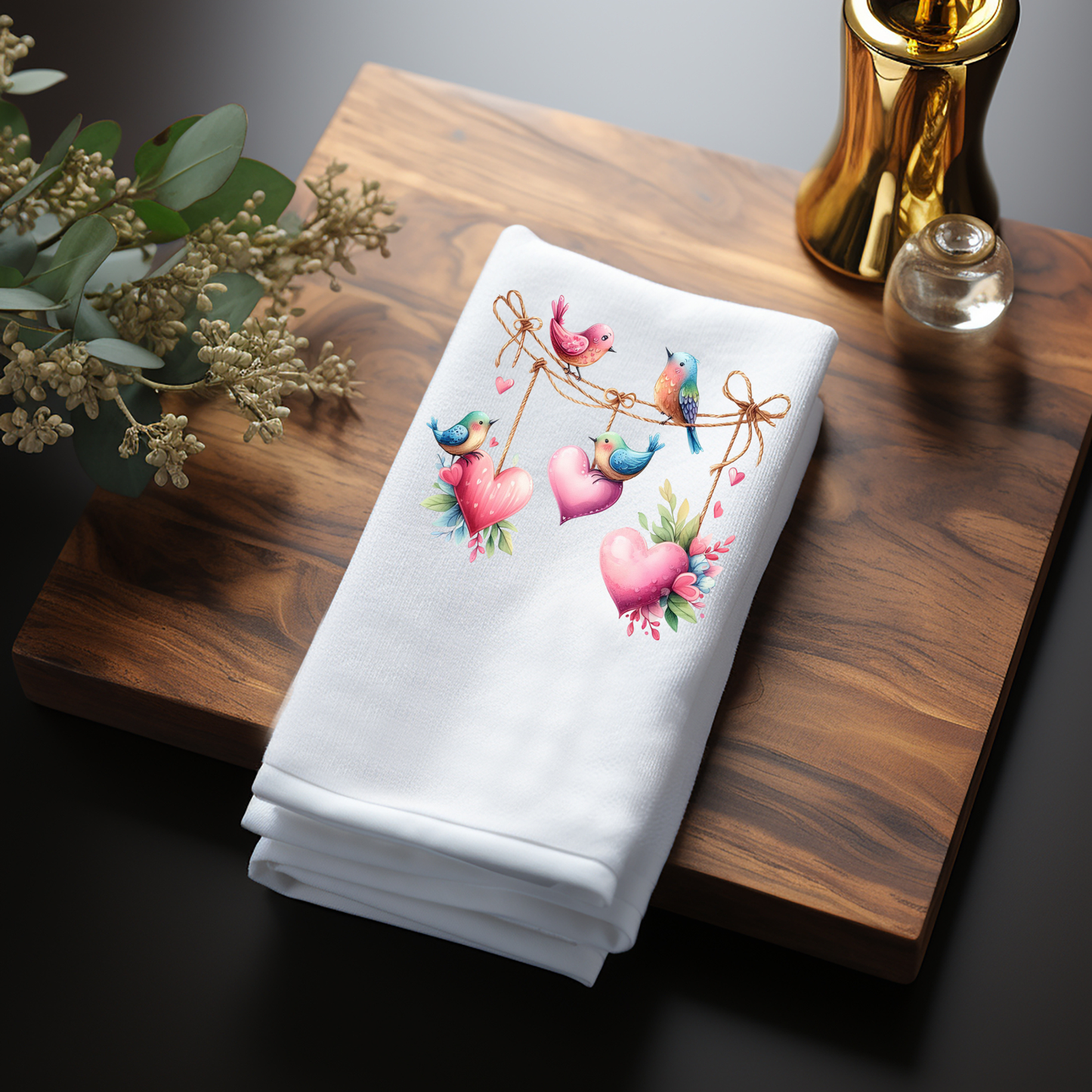 Fernville Creations - Valentine's Day Heart Fingertip Towel for Powder Room