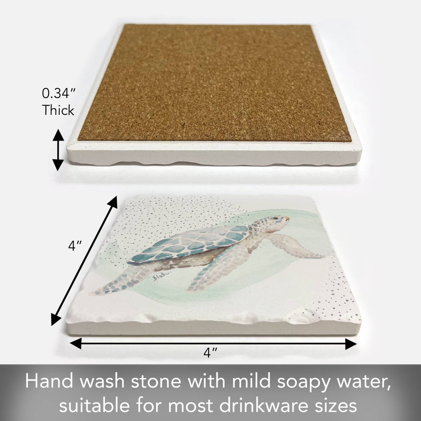 CounterArt/Highland Home/Thirstystone - "Sea Turtle" Single Absorbent Stone Tumbled Tile Coaster