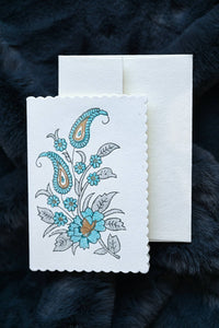 Paper Mirchi - Hand Block Printed Greeting Card - GC Kairi Turquoise