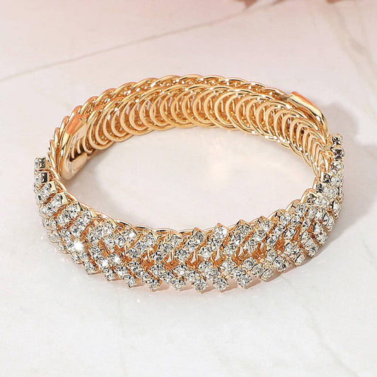 Sensibling Corp. - Crystal Rhinestone Adjustable Evening Bracelet: Clear,Gold