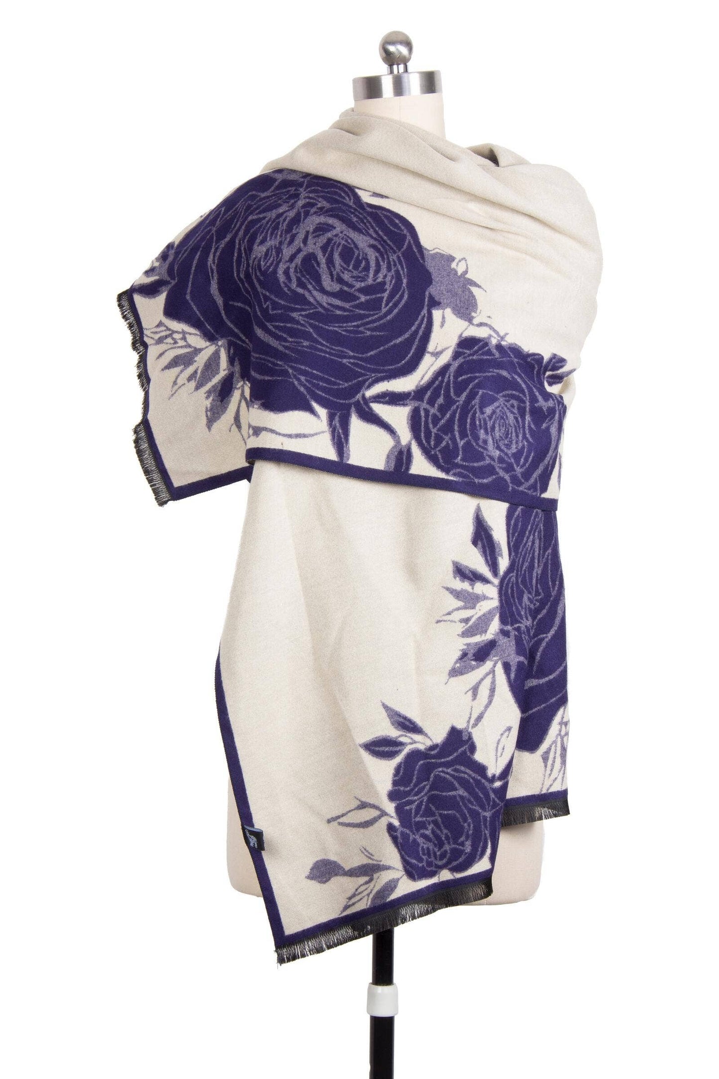 SAACHI - Fiore Reversible Rose Pattern Scarf: Red/Black