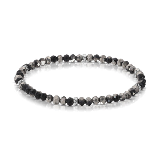 My Fun Colors - Mini Crystal Beaded Stretch Bracelet | So Many Great Colors!: Midnight Sparkle+Silver Accent (MC114S)