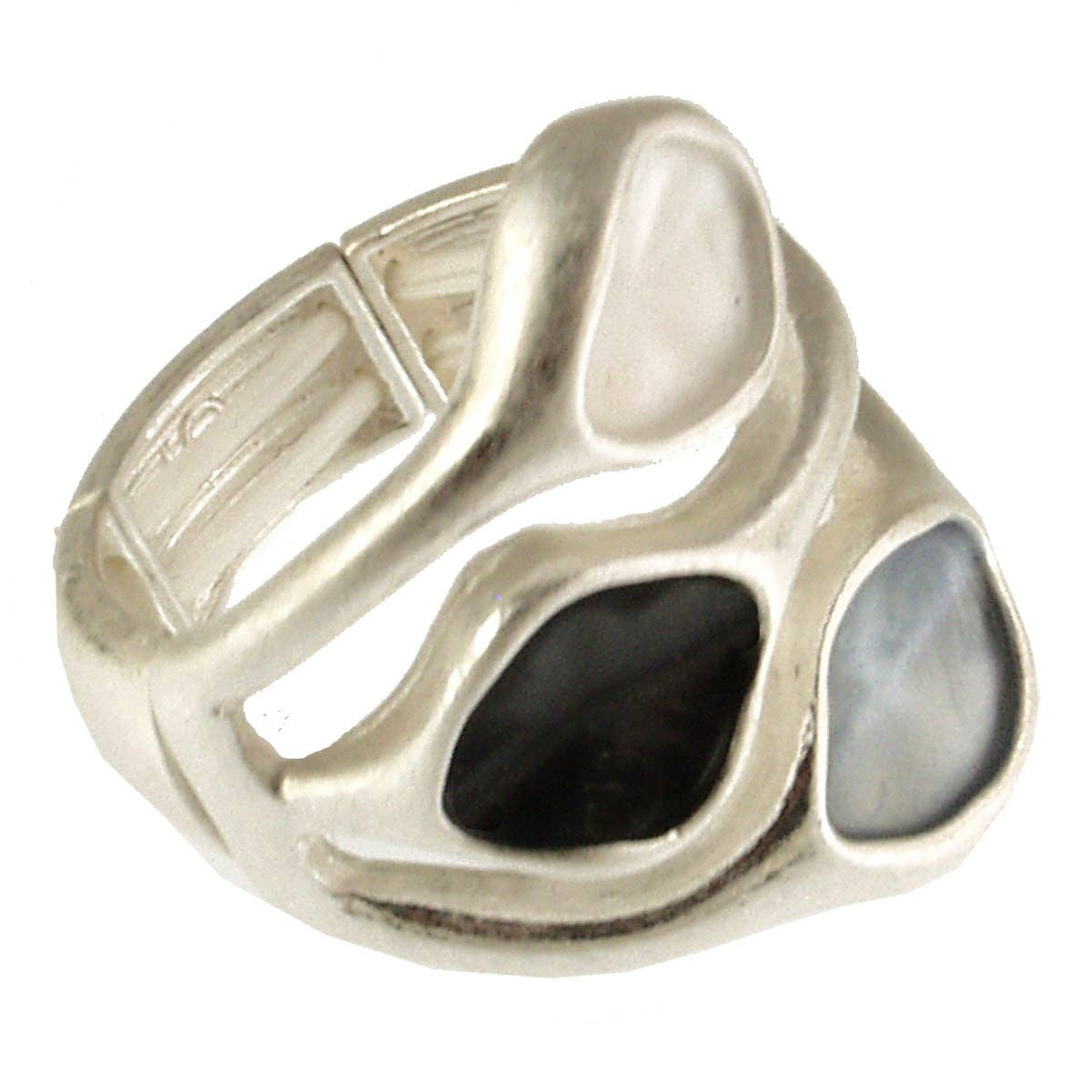 Origin Jewelry - Stretch Ring - Satori Coral, Slvr/Gray, Gold/Wht, Gold/Brwn: Silver L Grey White D.Ghite