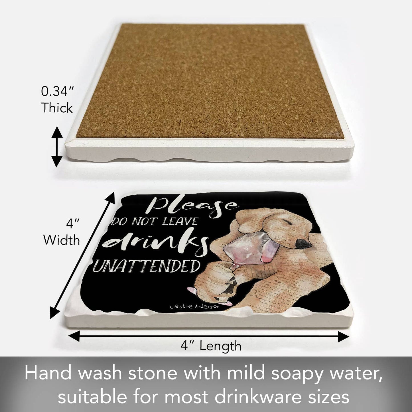 CounterArt/Highland Home/Thirstystone - Unattended Single Absorbent Stone Tumbled Tile Coaster