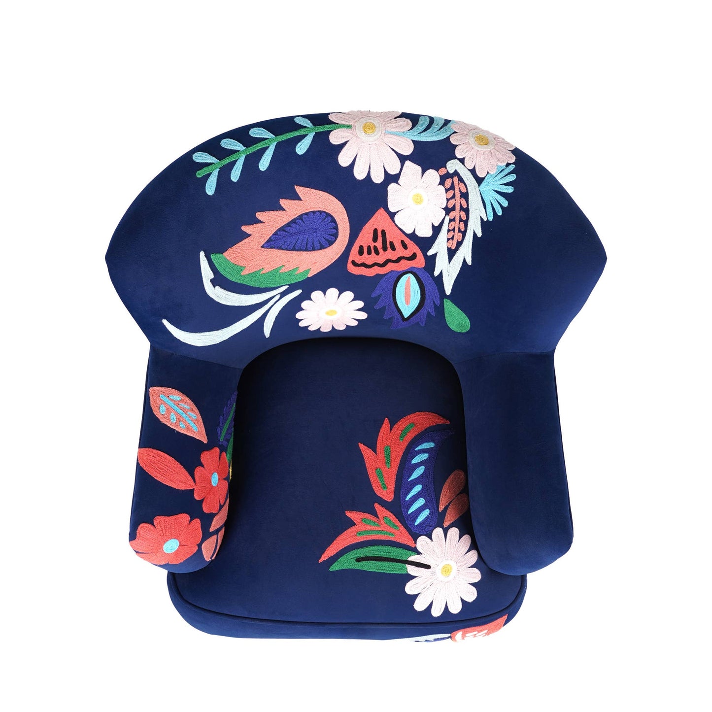 LR Home - Embroidered Velvet Floral Indoor Accent Chair
