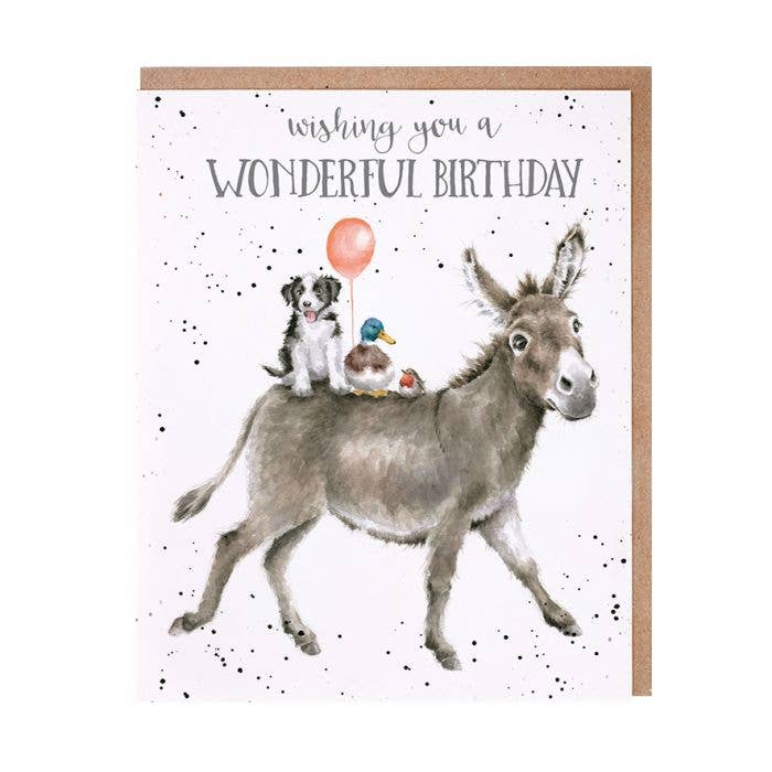 Wrendale Designs - Birthday Donkey Ride Single Greeted Card
