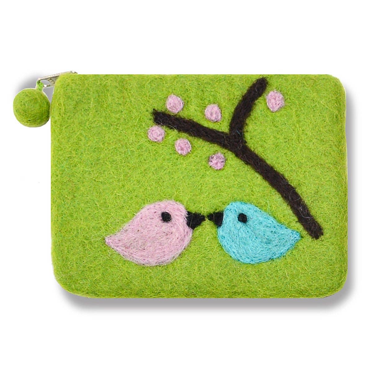 BNB Crafts Inc. - Two Love Bird coin purse: Aqua