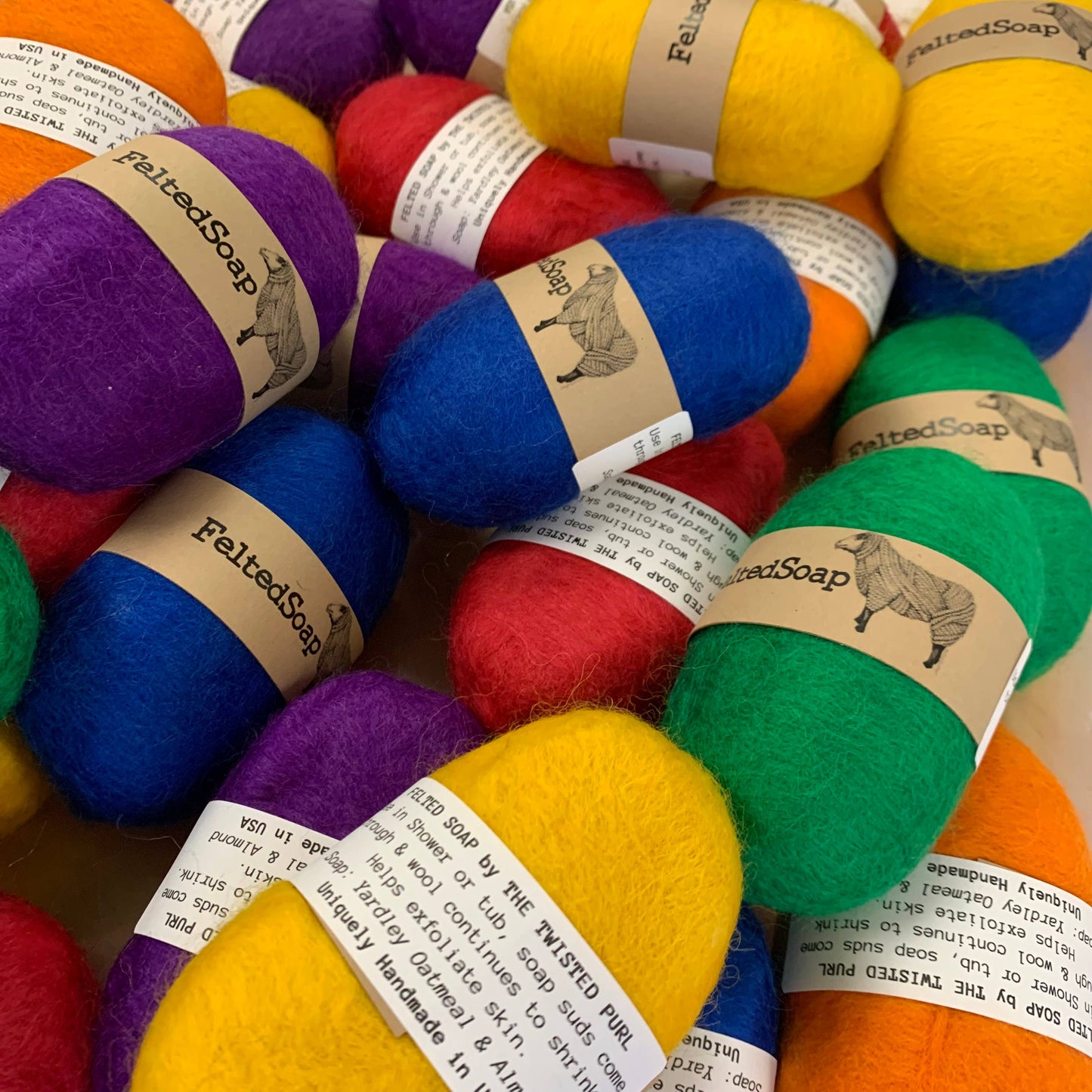 Twisted Purl LLC - Felted Soap Solid Color Pack of 12 Individually Labeled