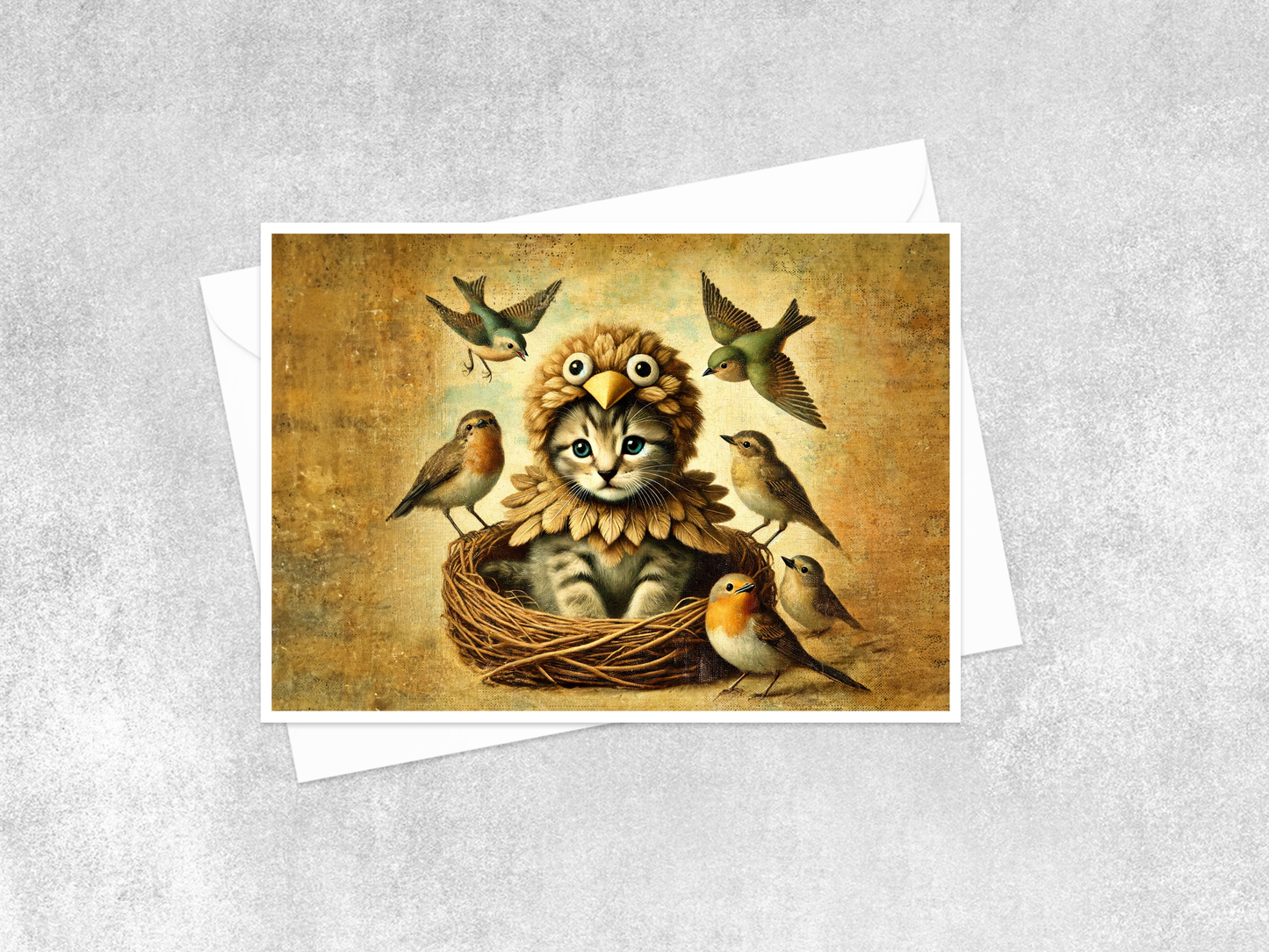 Salty Alyce - Feathered Feline: The Purrfect Impost  Blank Card LL2
