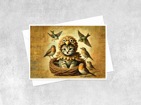 Salty Alyce - Feathered Feline: The Purrfect Impost  Blank Card LL2